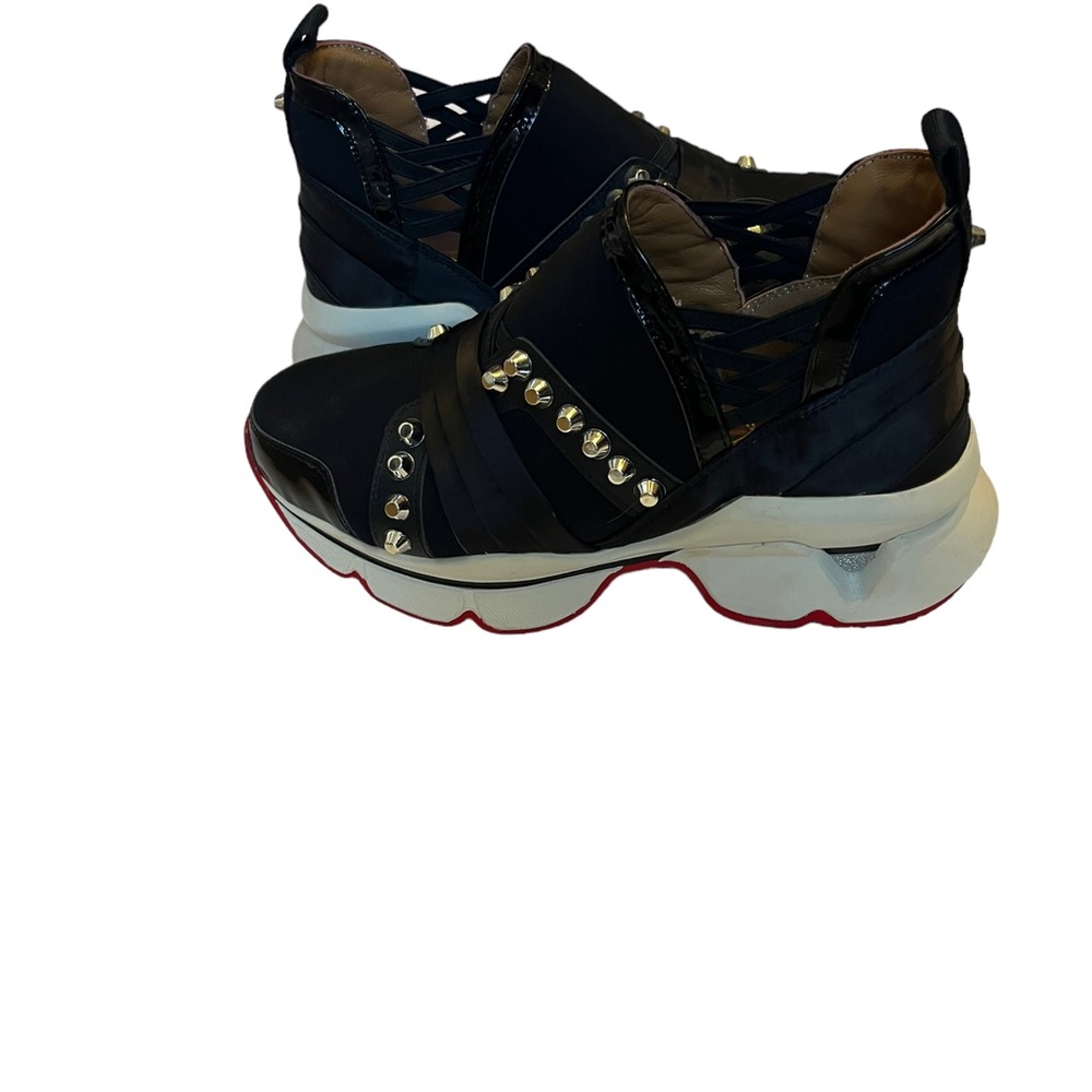 Christian Louboutin 2019-20FW Street Style Chain Leather Logo Low-Top Sneakers